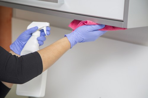 Experienced carpet cleaners treating a stained carpet in Bounds Green